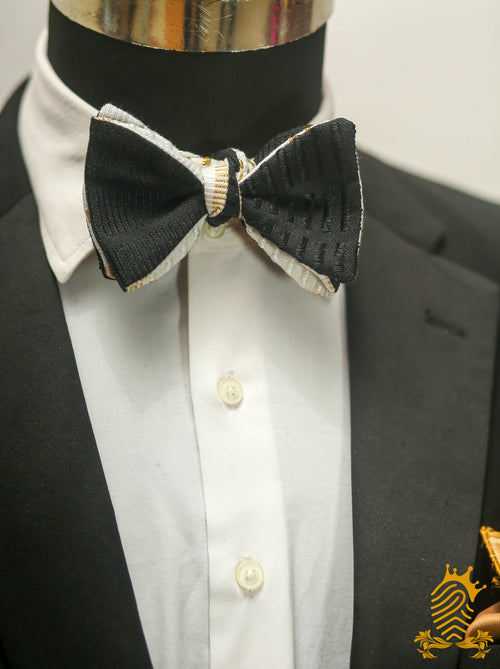 Black and white Pre-tied Kente Bow-tie