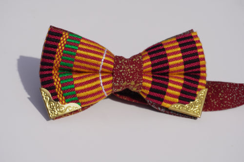 Gold tipped Kente Bow-tie made with authentic Ghana Kente