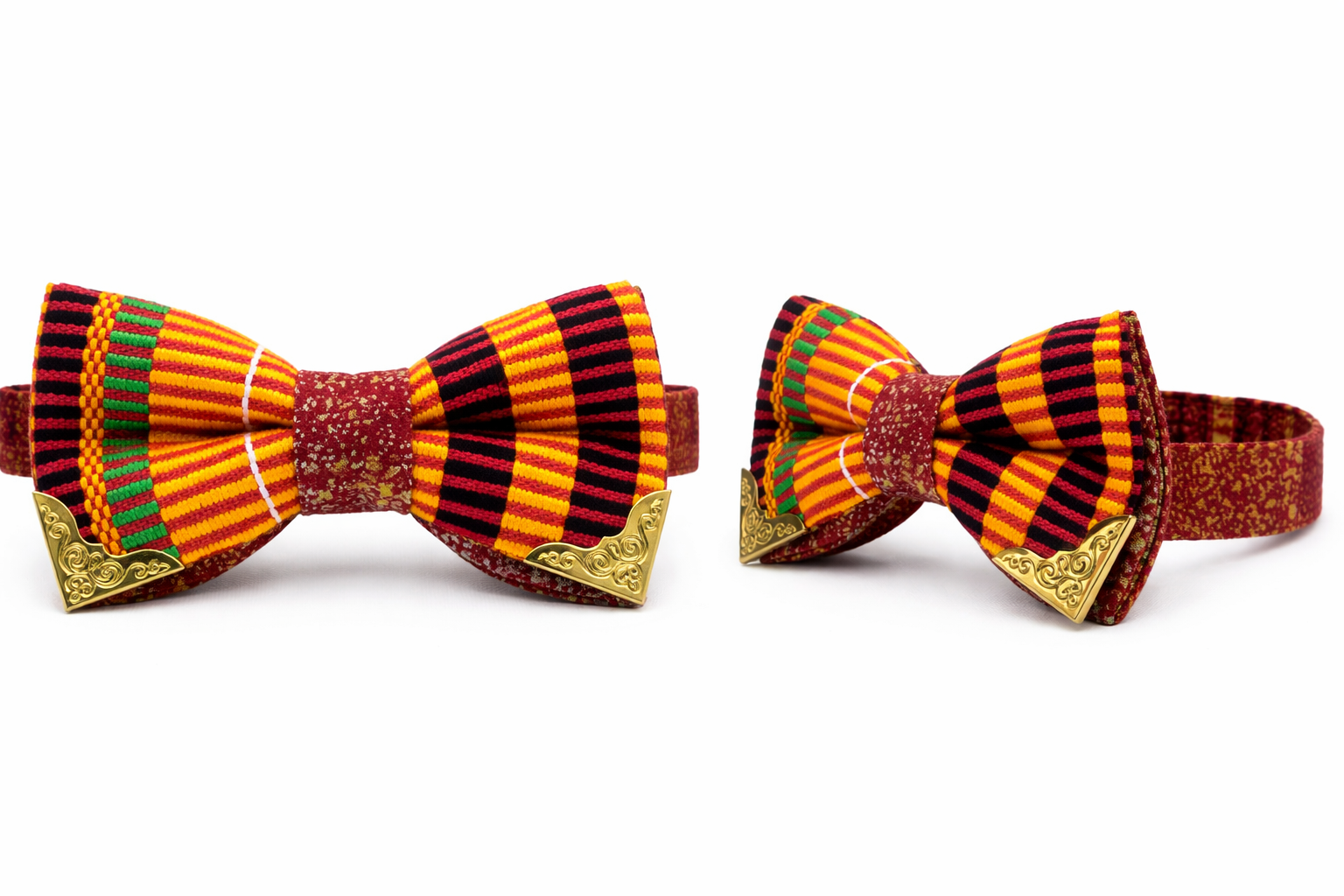 Gold tipped Kente Bow-tie made with authentic Ghana Kente